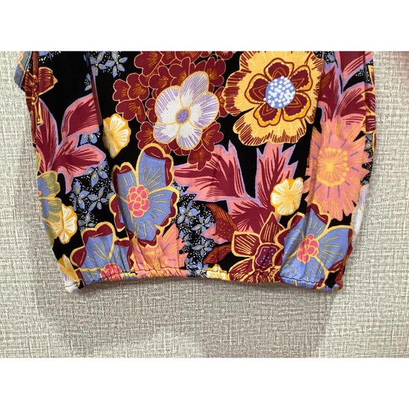 RACHEL ZOE Sleeveless Floral Crop Top Blouse sz M Elastic Hem Multicolor - Picture 4 of 5